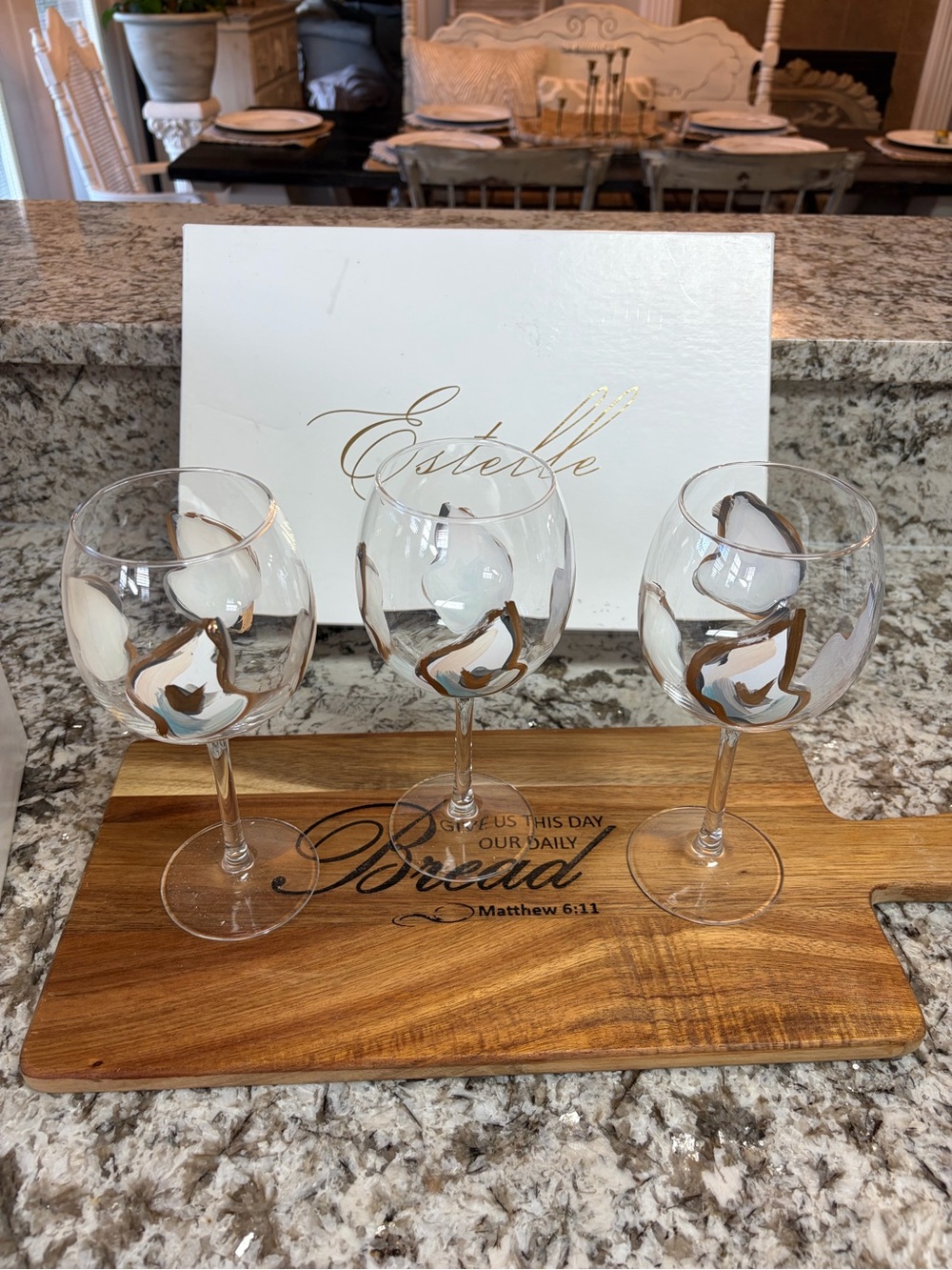 Estelle Hand-Painted oyster shell stemmed Wine Glasses - Set of 3 RETIRED